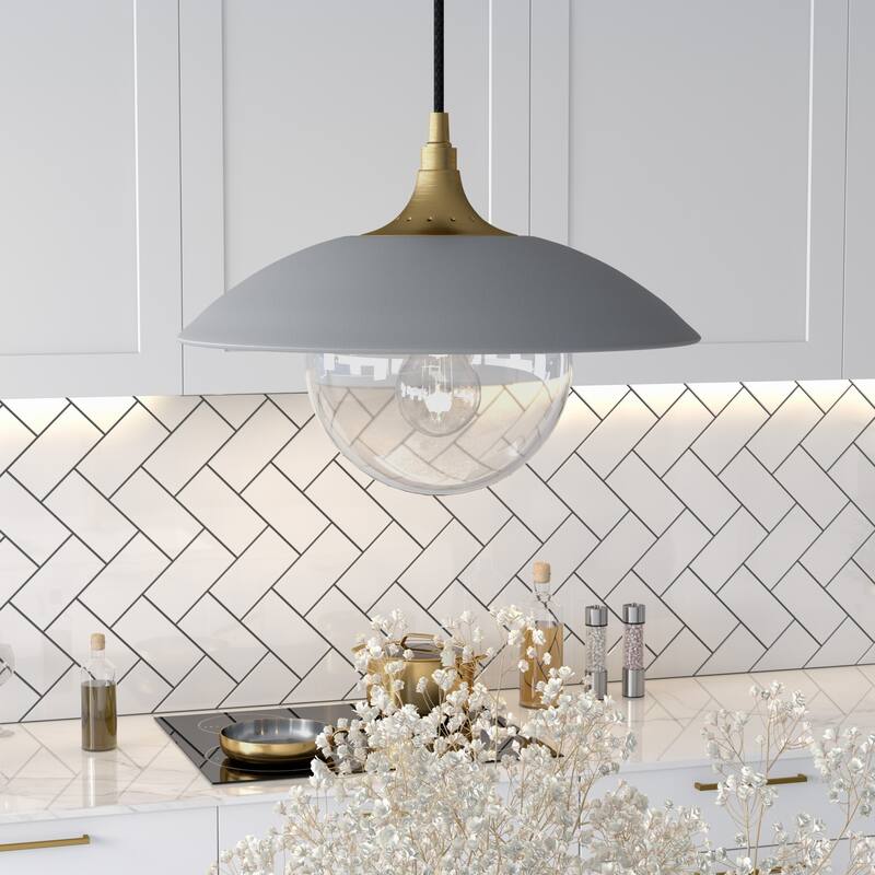 Alvia 14.5" Wide Pendant with Metal/Glass Shade - 14.5" Wide