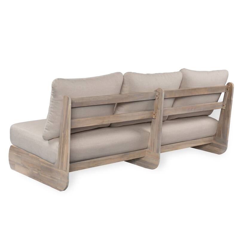 Roomfitters Outdoor Acacia Wood Lazy 3 Seater Sofa with Cushions