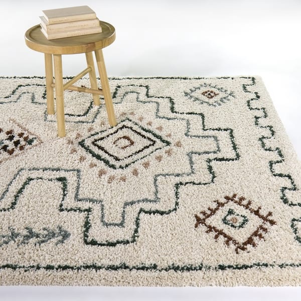 slide 2 of 5, Eugenia Global Shag Area Rug 5'3" x 7' - Cream