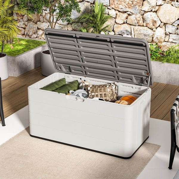 Outdoor Storage Vixzen 30 Gallon Resin Deck Box, Lockable Outdoor