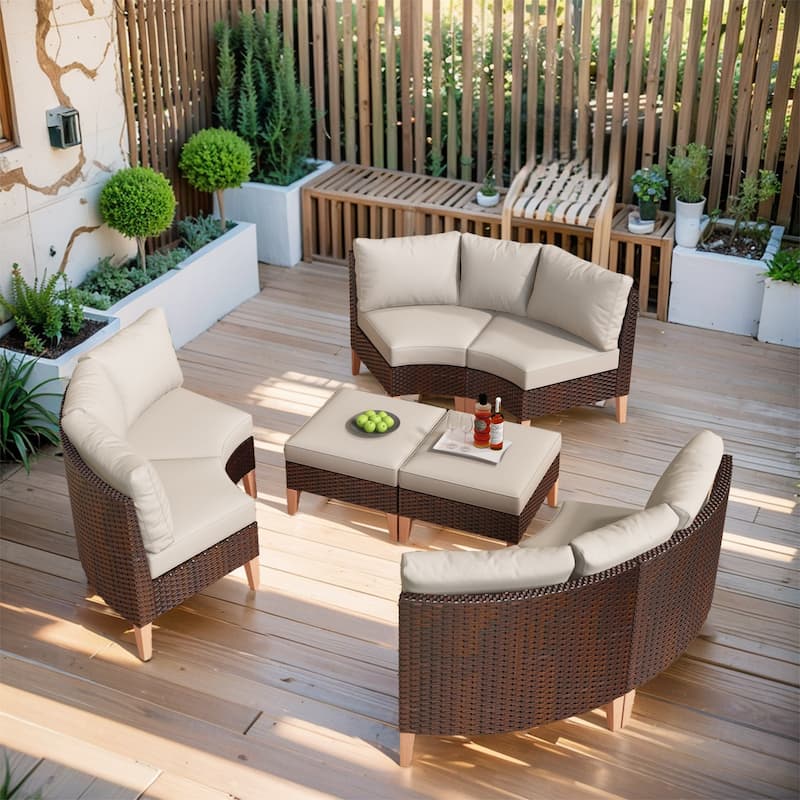 Gymojoy 8-Piece Outdoor Patio Conversation Set - Brown - Beige