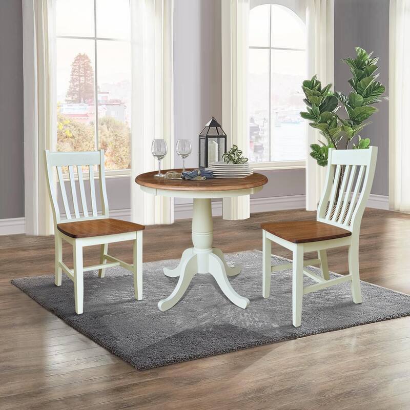 30" Wood Round Top Table with 2 Dining Chairs