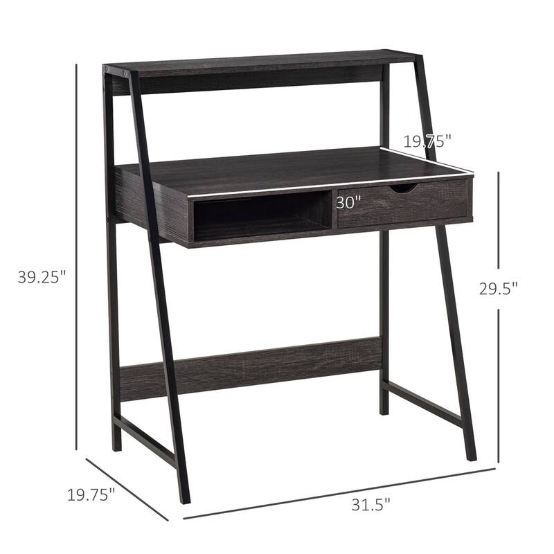 Particleboard Steel Writing Desk with Storage Shelf Drawer