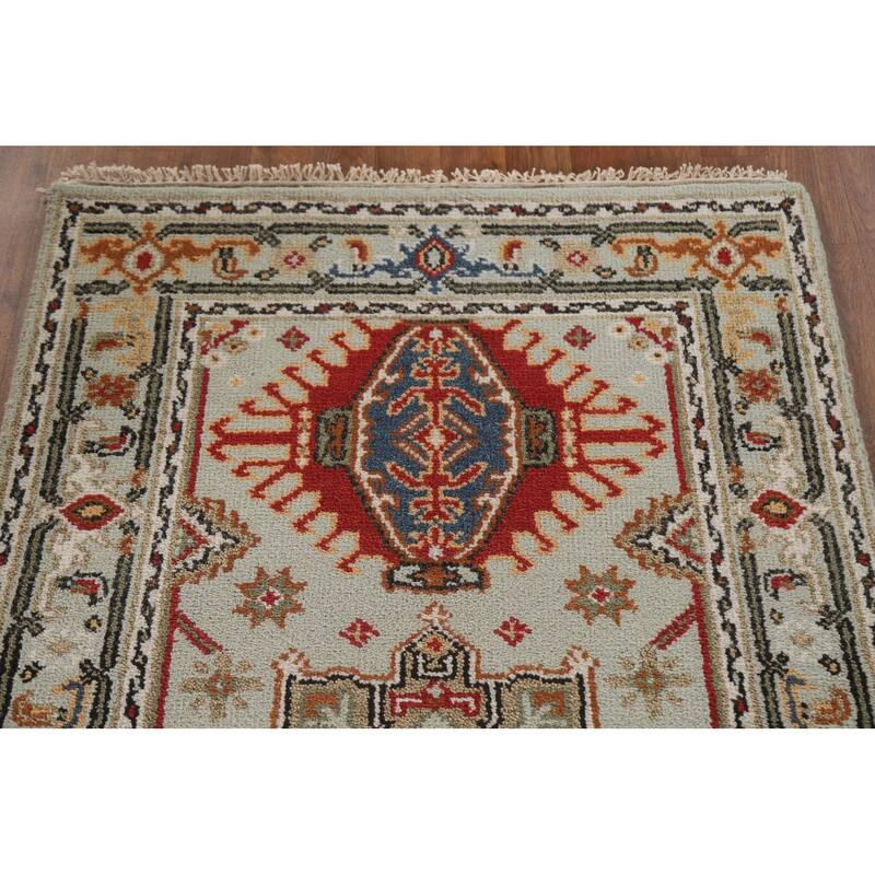 Geometric Kazak Area Rug Handmade Wool Carpet - 3'0"x 5'0"