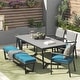 preview thumbnail 7 of 30, Corvus Orville 6-piece Aluminum Outdoor Dining Set with WPC Table Top Peacock
