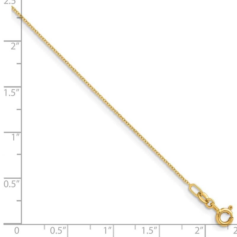 Curata Italian 14k Yellow Gold 1.1mm Cable Chain Necklace For Women (Spring Ring)