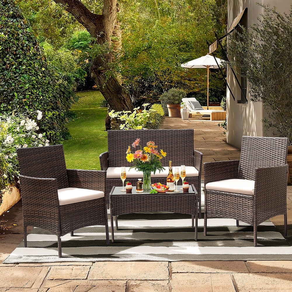Homall PE Rattan 4-piece Outdoor Patio Set