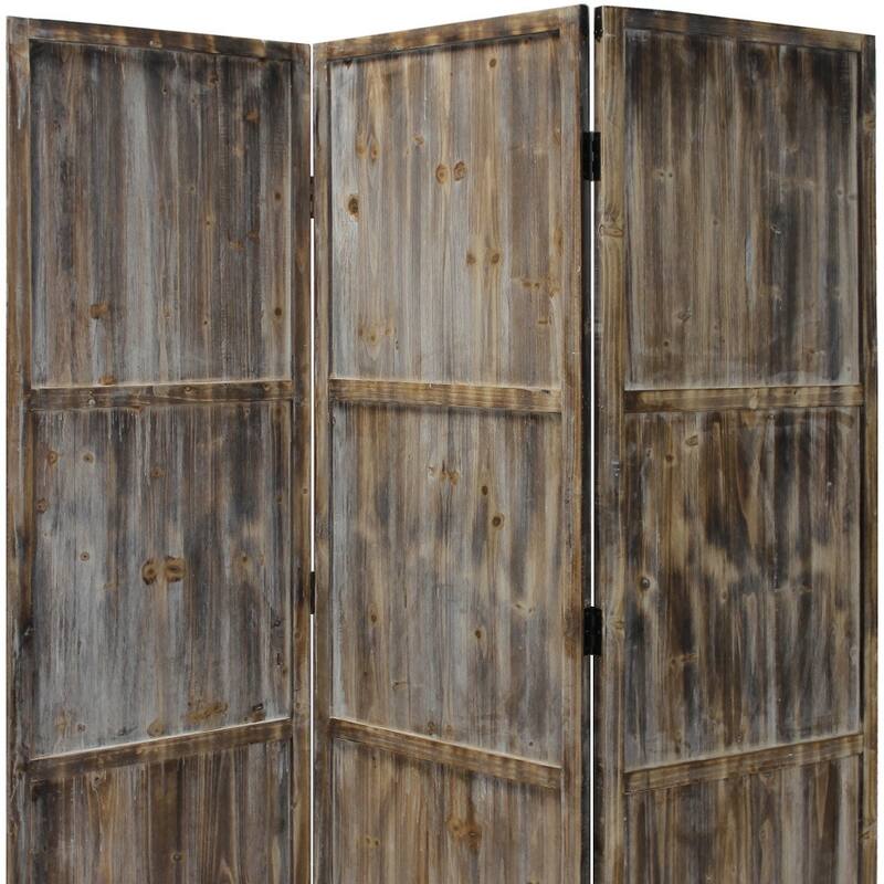 HomeRoots 1" x 63" x 72" Brown 3 Panel Solid Wood Fortress Screen - 63' X '72' X '1
