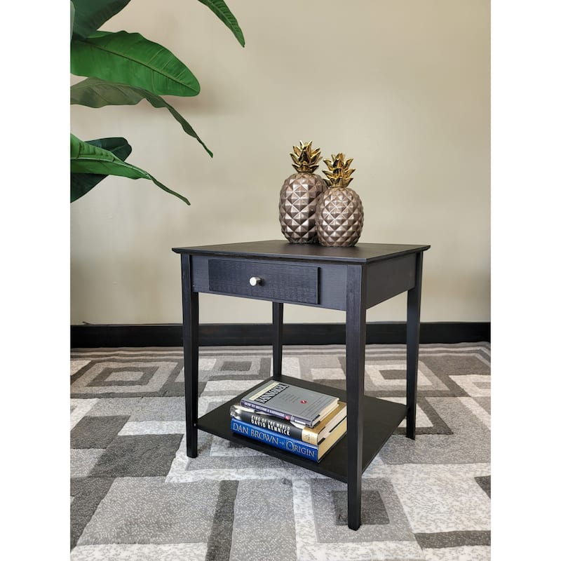 Solid Bamboo End Table with Drawer