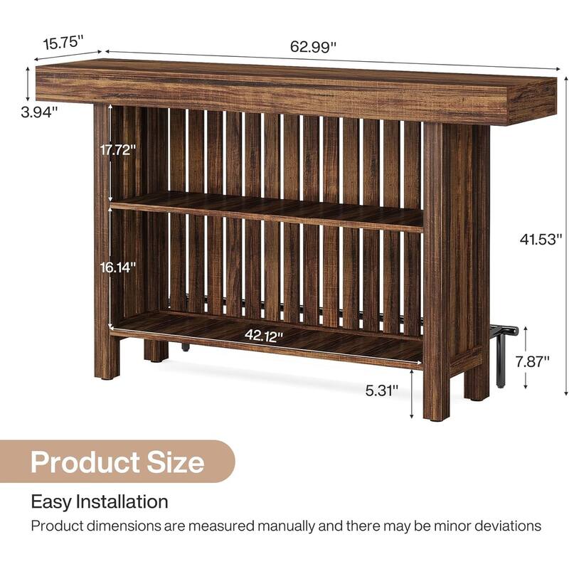 Modern Dining Table with Storage, Coffee Table with 2-Tier Shelves, Home Bar Table & Entertaining Table