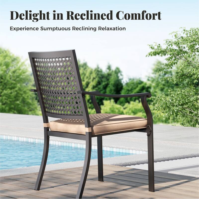 MAISON ARTS 9-Piece Patio Dining Set 1 Large Square Metal Table and 8 Stackable Chairs