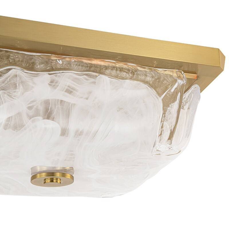 Modern 3-Light Square Cloud Glass Flush Mount Ceiling Light