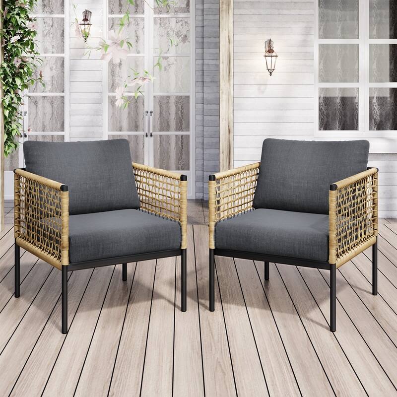 4-piece Waterproof Fabric Sofa Set (2+1+1) with PE Woven & Marble Table