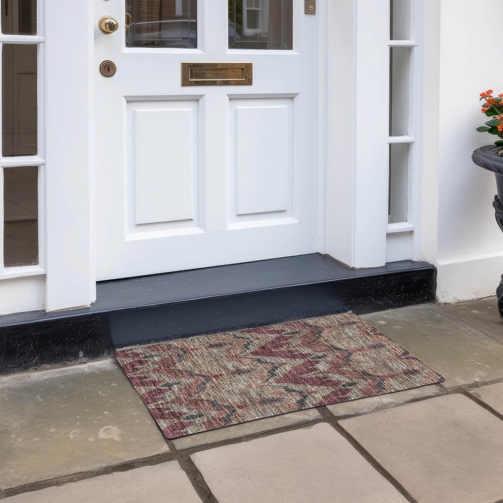 Machine Washable Indoor/ Outdoor Chantille Boho Ikat Rug