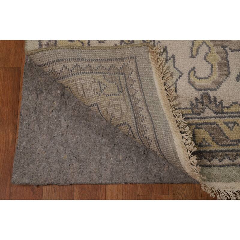 Green Floral Oushak Indian Area Rug Hand-Knotted Wool Carpet - 9'0" x 12'2"