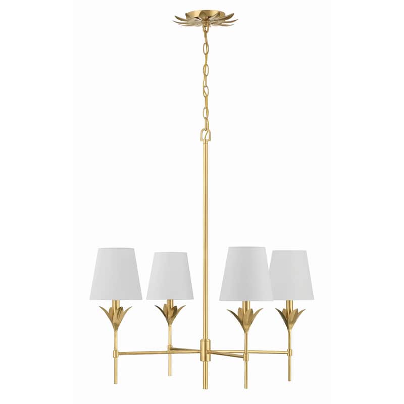 Broche 4 Light Antique Gold Chandelier - 28"W x 28"H x 28"D