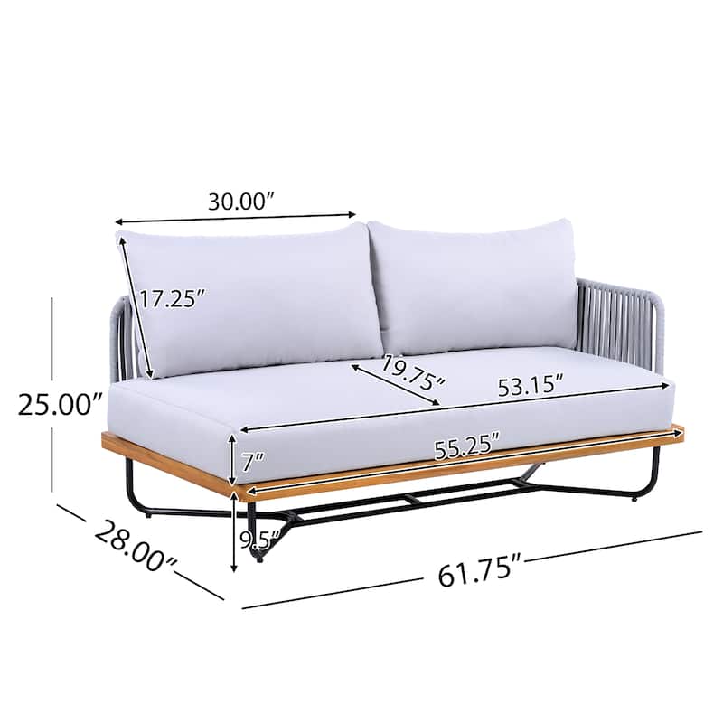 Christopher Knight Home - Evelyn Patio Outdoor Acacia Wood Rope Sofa Set