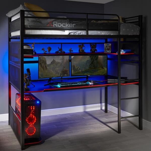 X Rocker Black And Red No Light Gaming Desk Bunk Bed Overstock 31980349 A loft bed is an excellent solution for the kids' room when space is at a premium. usd