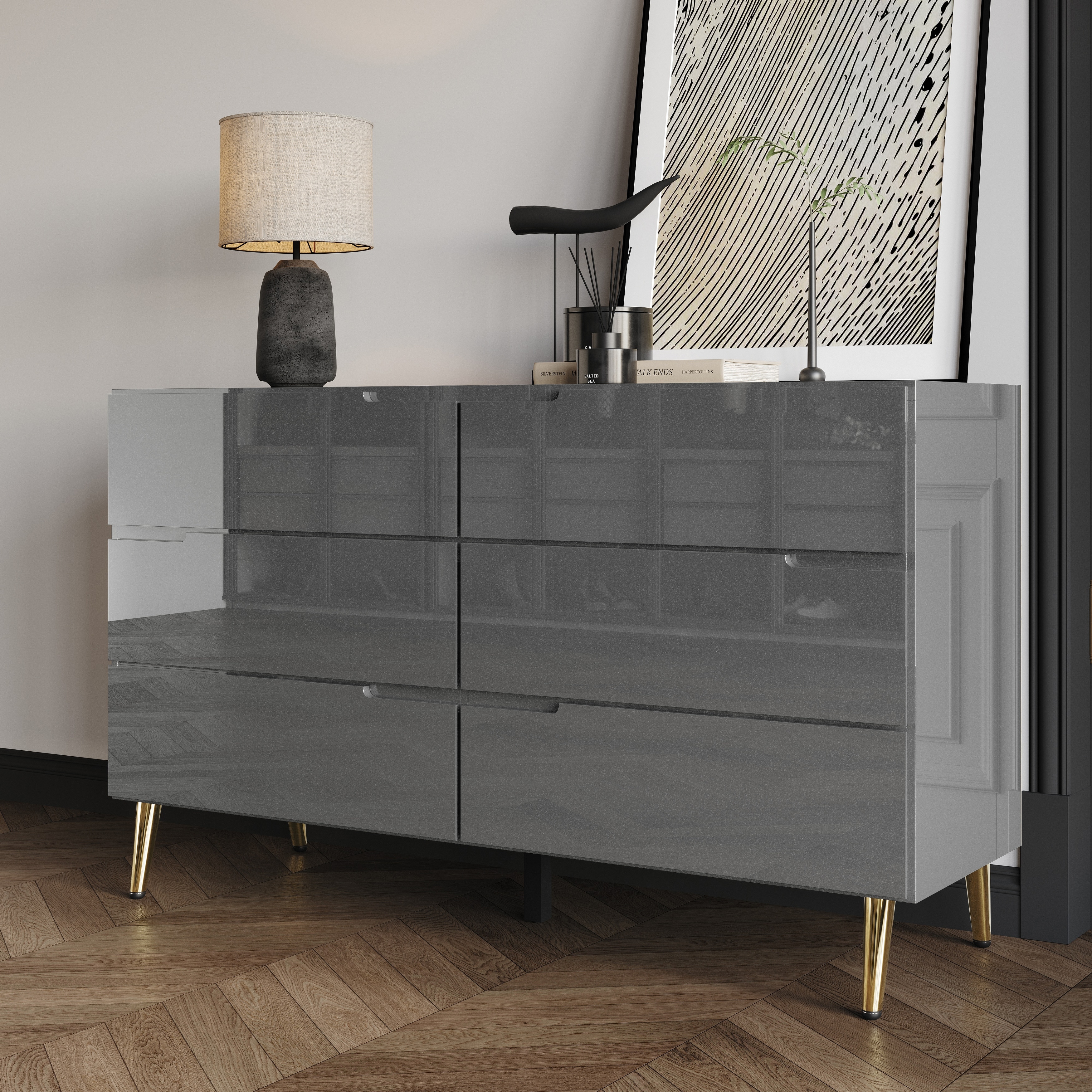 dresser luxury Antique Silver Champagne Finish W Mirror Storage Space Drawers Bedroom Furniture Antique Silver Bedroom Contemporary,Industrial,Modern The dressers beautiful details are accented by the silver finish on birch veneer. Contemporary Italy design luxury glossy