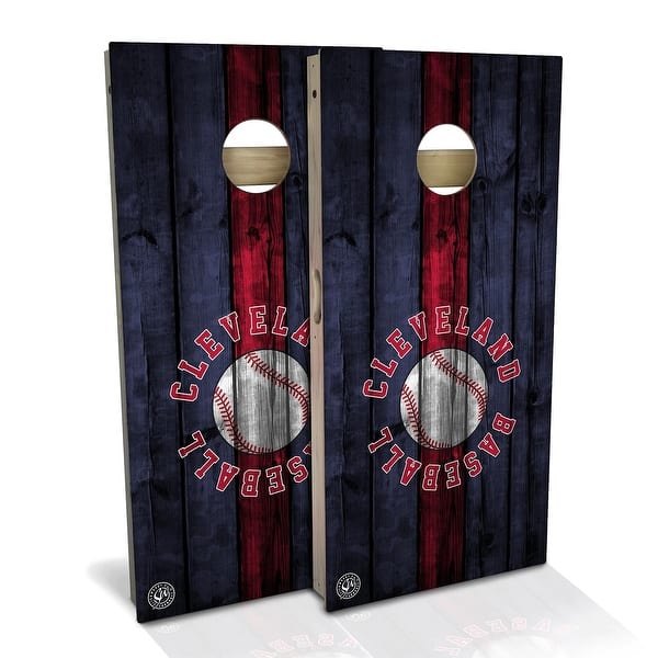 slide 2 of 9, Cleveland Baseball Outdoor Cornhole Board Set Backyard 2x4 - NO Accessories