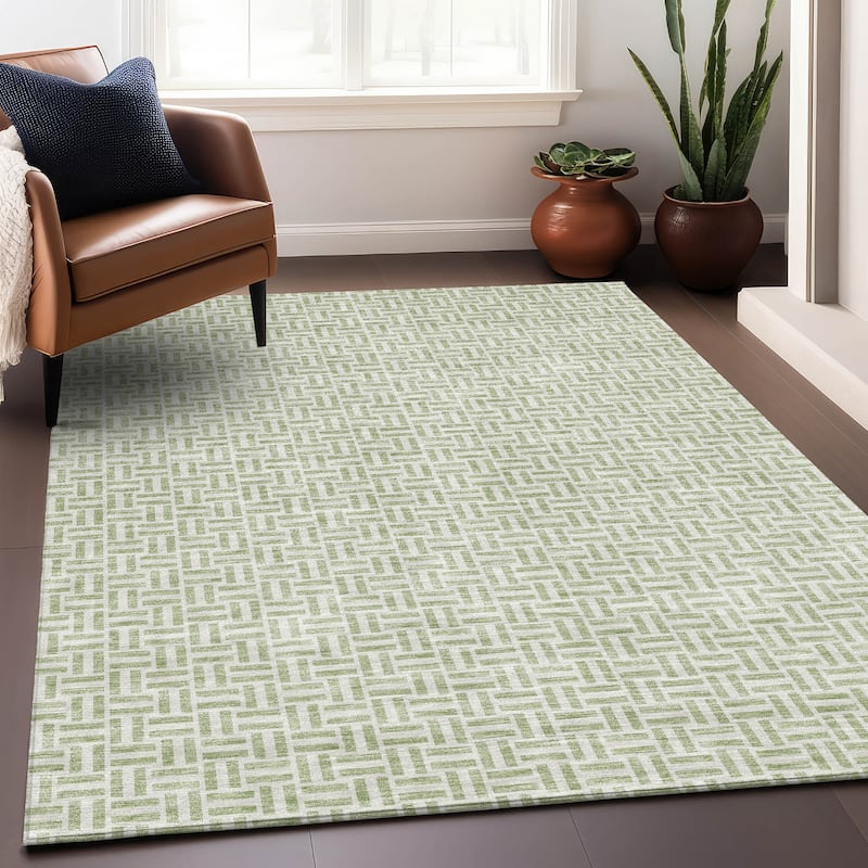 Premium Washable Super Soft Modern Geo Mayfield Rug - Aloe - 10' x 14'