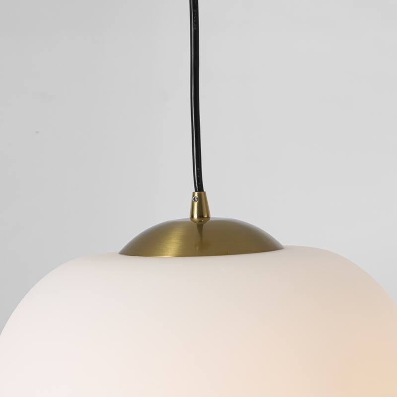 1-Light Modern Gold Hanging Pendant Light with Opal Glass Globe Lamp Shade for Kitchen Island, Bedroom