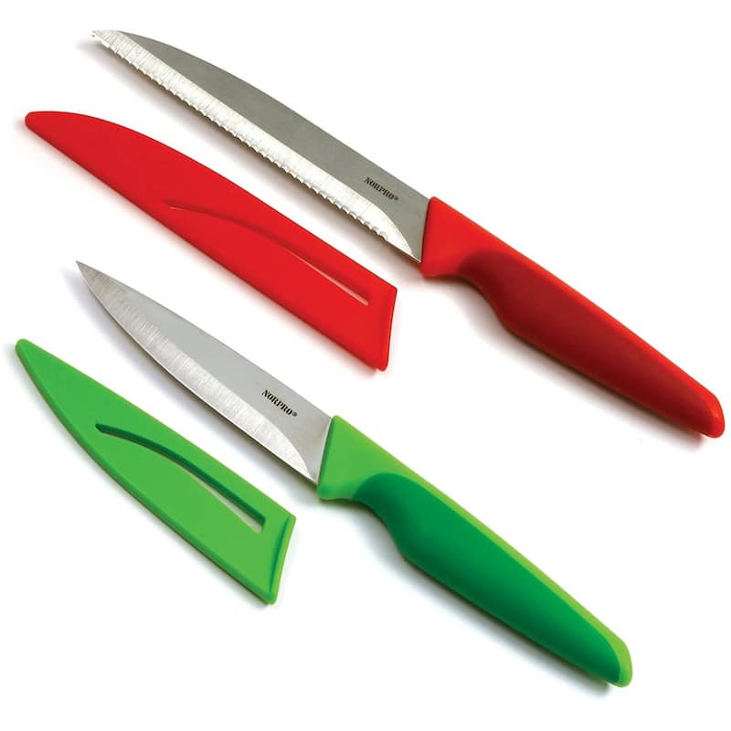 Norpro 2pc Grip-EZ Steel Blade Paring & Utility Tomato Knife Set with Sheaths - Multi - Multi
