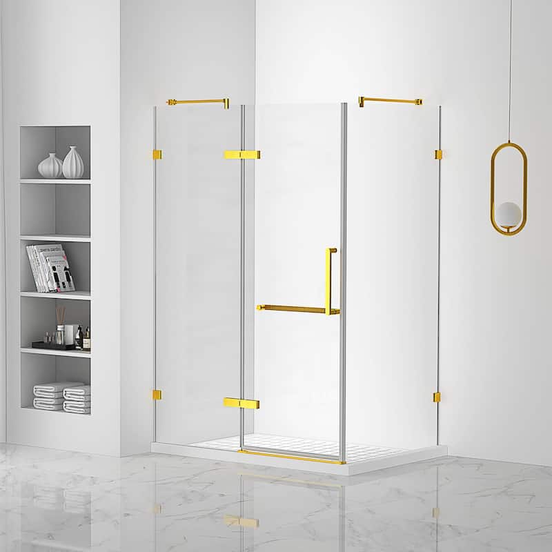 Fine Fixtures Frameless Shower Enclosure Hinged Glass Shower Door - Tempered Glass