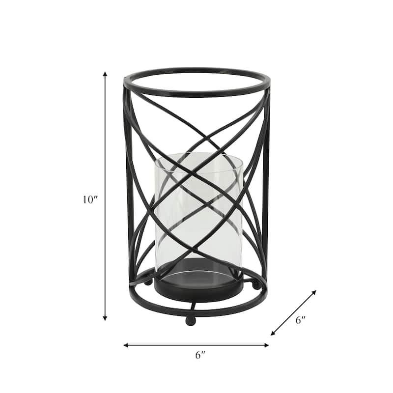 Sagebrook Home Modern Glam Glass and Metal Hurricane Candle Holder