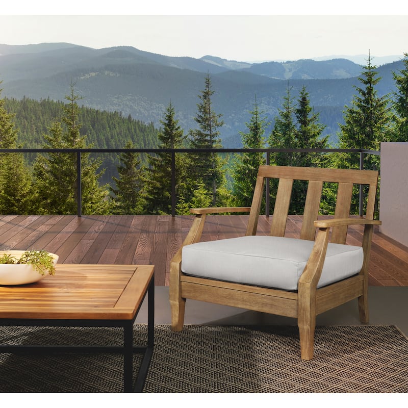 Sorra Home Sunbrella Outdoor Knife Edge Deep Seating Cushion - 25 in W x 25 in D x 5 in H - Flax