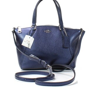 Shop Coach NEW Navy Blue Mini Kelsey Metallic Leather Satchel Crossbody Bag - Free Shipping ...