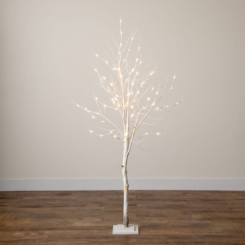 Pre-Lit White Birch Artificial Christmas Tree - 6' - Warm White LED Lights
