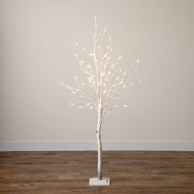 Pre-Lit White Birch Artificial Christmas Tree - 6' - Warm White LED Lights