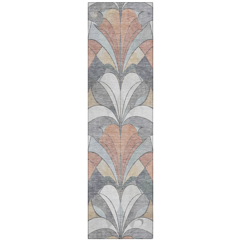 Machine Washable Indoor/Outdoor Modern Mosaic Chantille Rug