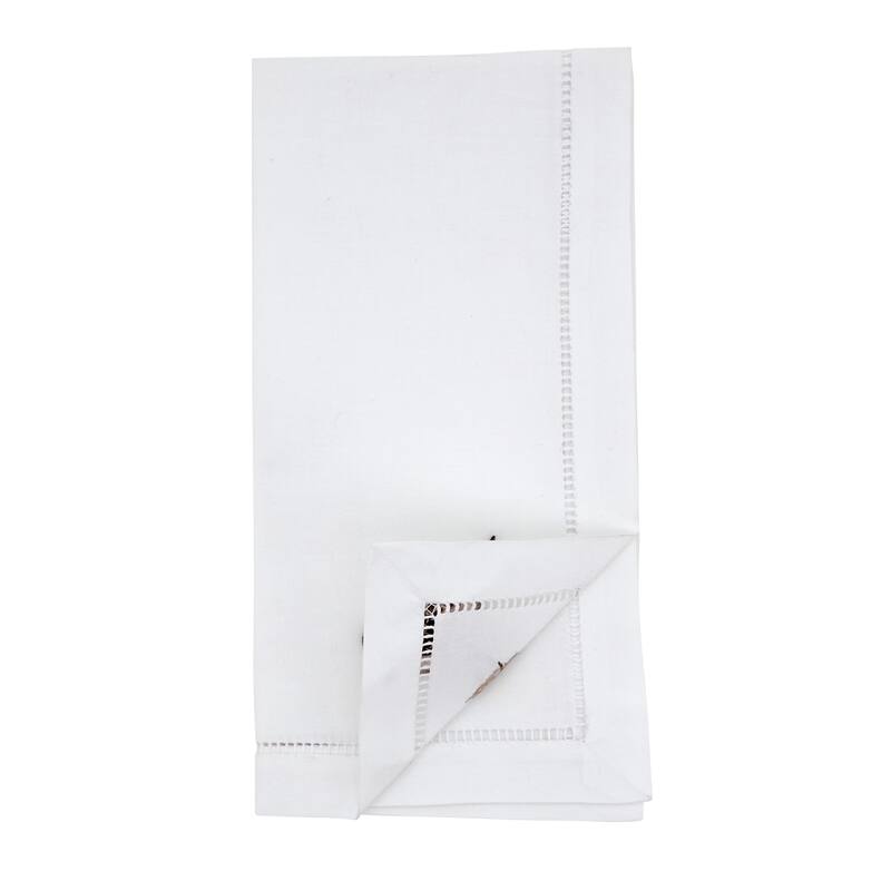 Embroidered Songbird Cotton Napkins (Set of 6) - Hemstitch Border with Nature-Inspired Motif, 20"x20"