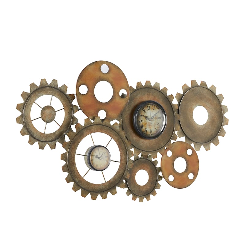 Brown Metal Gear Decorative Wall Clock