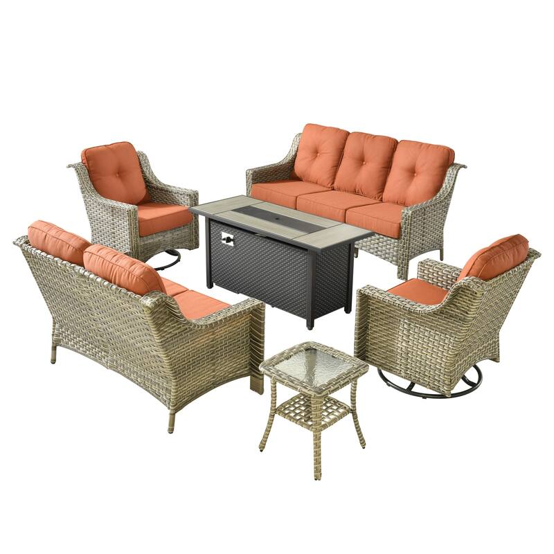 XIZZI 6-piece Patio Furniture Conversation Seating Set with Fire Pit