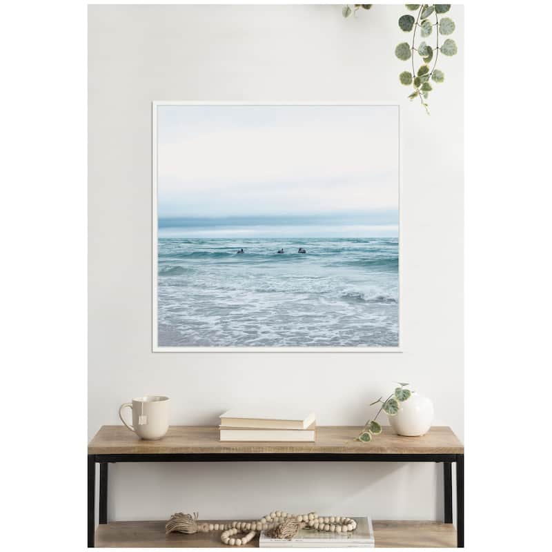 Kate and Laurel Sylvie Ocean Swim 1 Square Framed Canvas by Stephanie Klatt