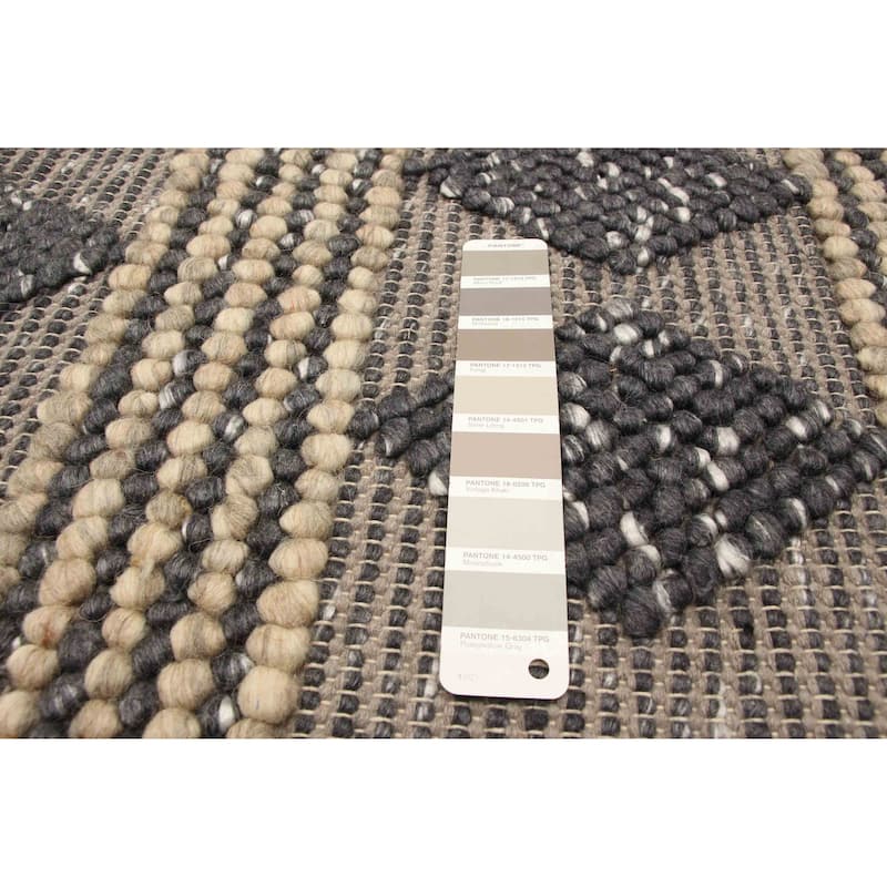 ECARPETGALLERY Braid weave Sienna Grey, Taupe Wool Rug - 5'0 x 6'9