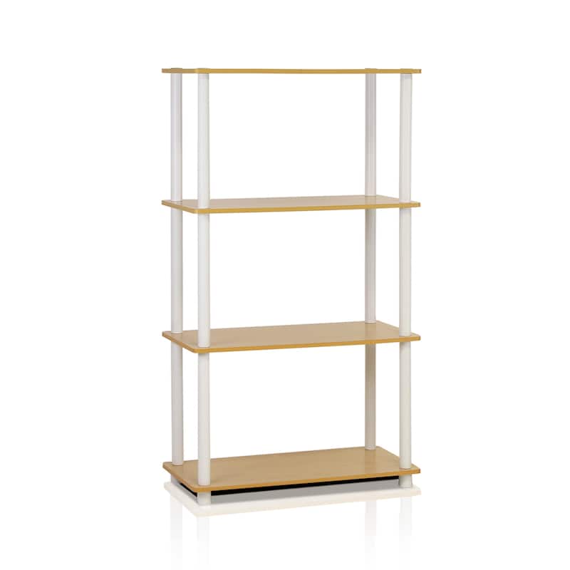 4 Tiers Wood Household Shelving Unit in Beech/White (23.6 in. W x 43.25 in. H x 11.6 in. D) - 23.6