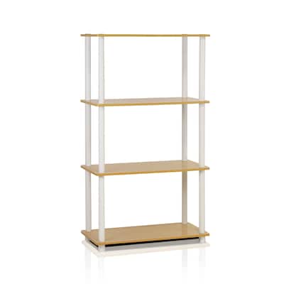 4 Tiers Wood Household Shelving Unit in Beech/White (23.6 in. W x 43.25 in. H x 11.6 in. D) - 23.6