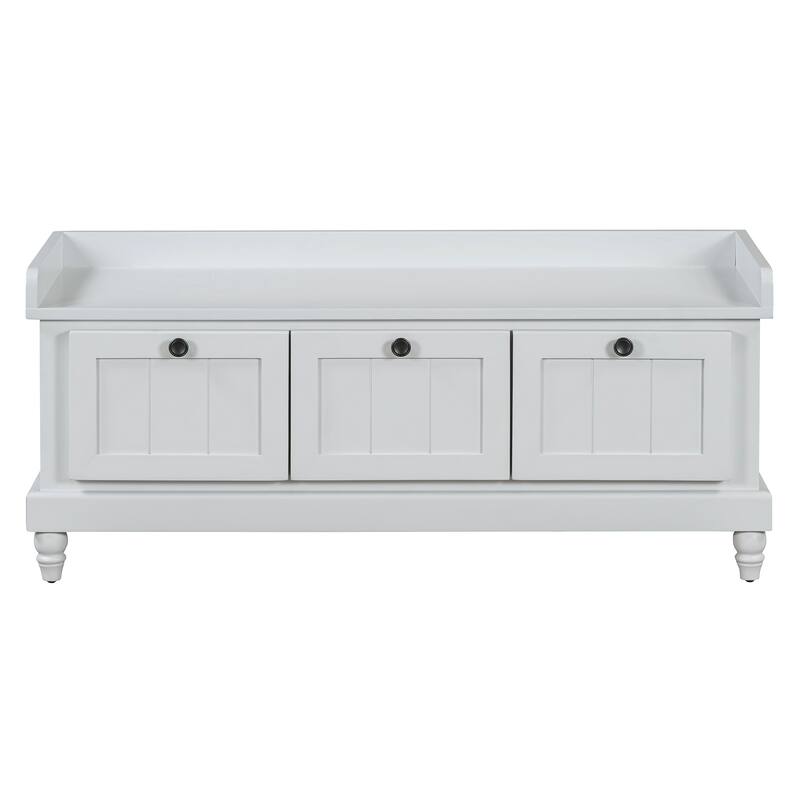 44" Classic Shoe Bench with Cushion and Three Drawers