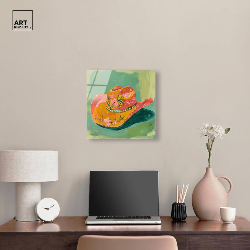 Wildflower Cowboy Hat Acrylic by Art Remedy, Ready to Hang