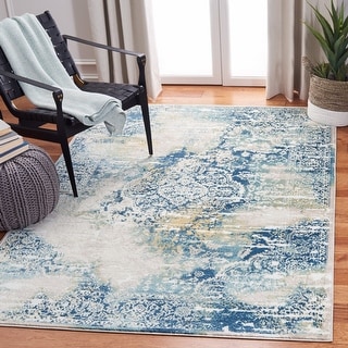 SAFAVIEH Skyler Diny Vintage Boho Distressed Rug - Navy/Gold - 5' 5" x 7' 7"