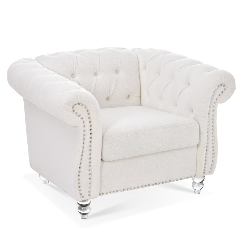 Polyester 1-Seater Sofa with Acrylic Legs