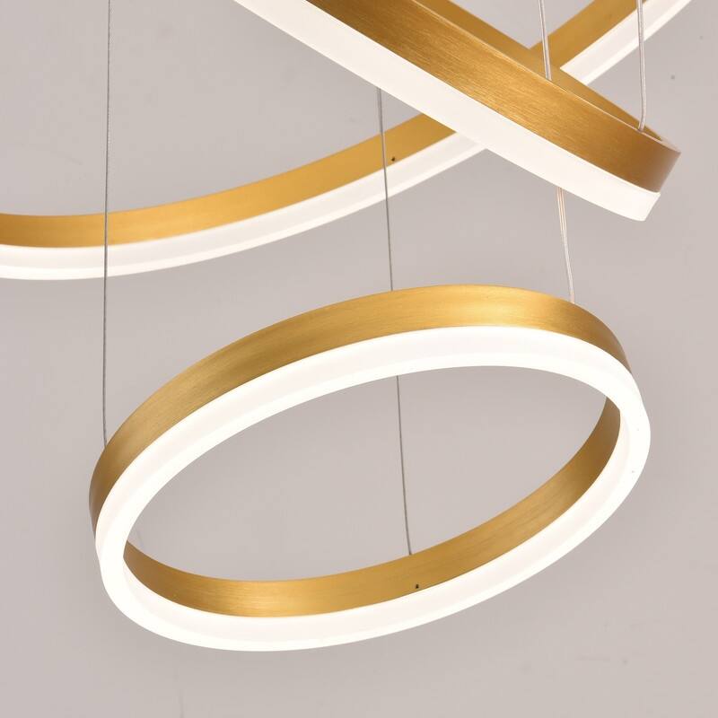 Modern Ring LED Chandelier Ring Adjustable Ceiling Light with Remote Control for High Ceilings