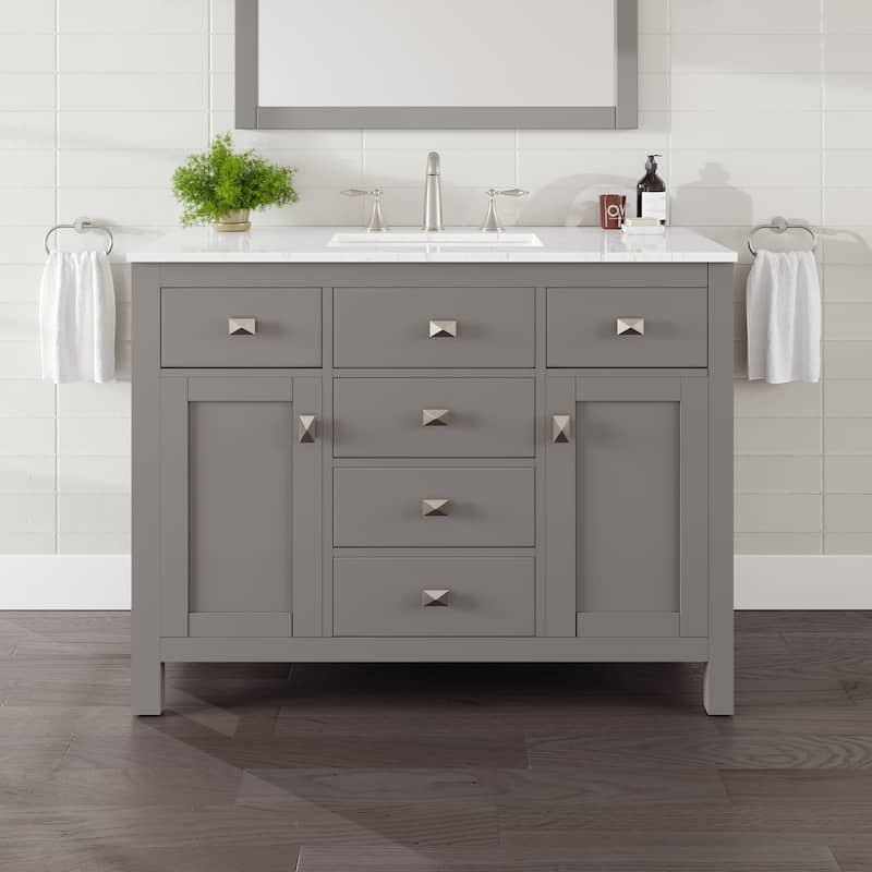 Eviva Artemis Bathroom Vanity with White Engineered Stone Countertop and Undermount Porcelain Sink - 42" - Gray