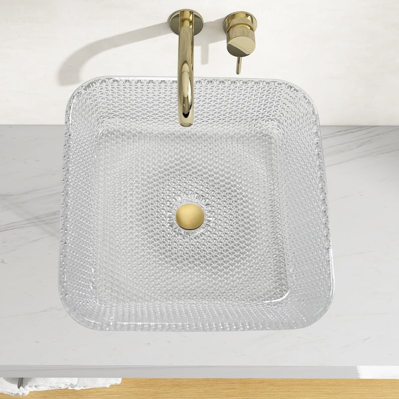 CastelloUSA Decorative 16" Crystal Rectangle Glass Sink
