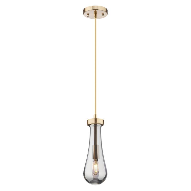 Innovations Lighting Downtown Urban - Owego - 1 Light 4" Cord Hung Pendant - Champagne Bronze/Light Smoke Shade