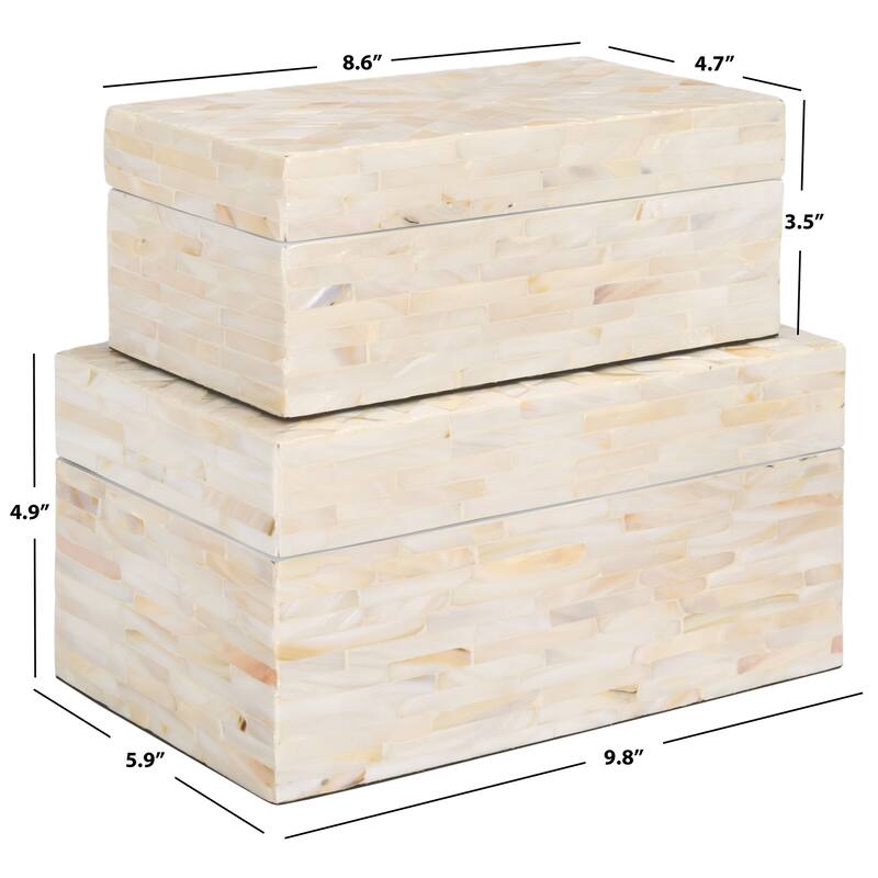 SAFAVIEH Asbjorg Set of 2 Boxes (Fully Assembled) - 9.8 In. W x 5.9 In. D x 4.9 In. H - 10Wx6Dx5H